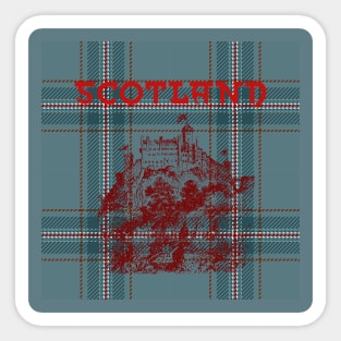 Scottish plaid with castle design Sticker